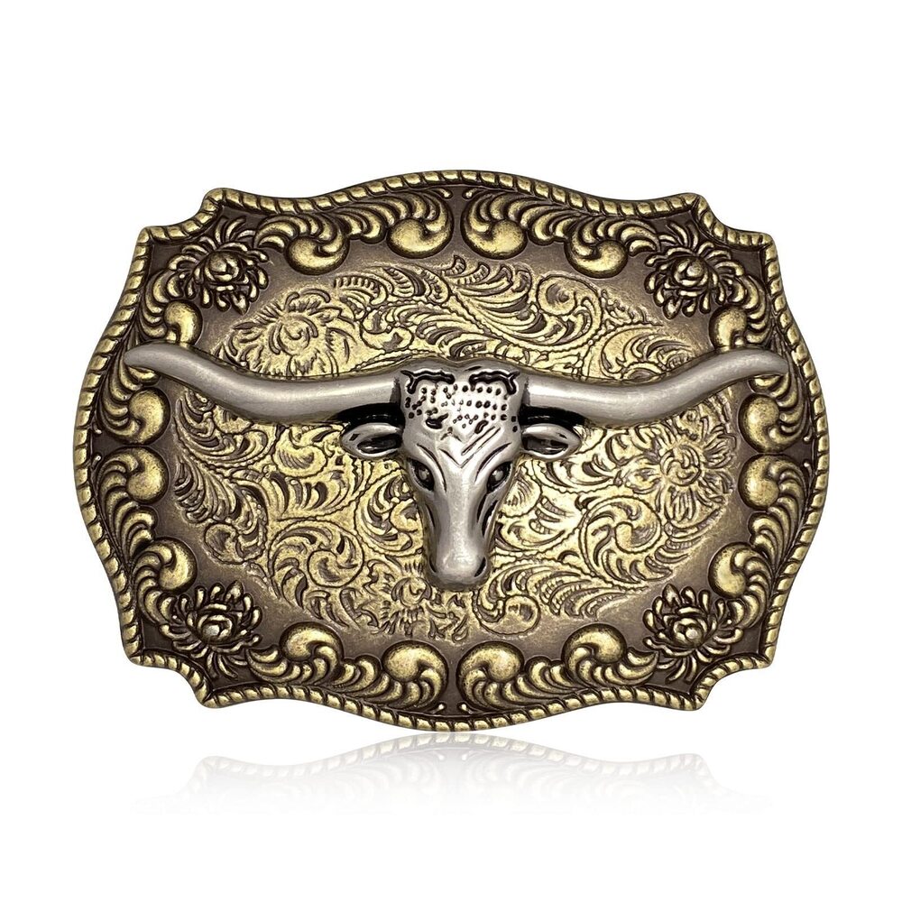 9351 Belt Buckles Western Cowboy Texas Rodeo Long Horn Bull Belt Buckle